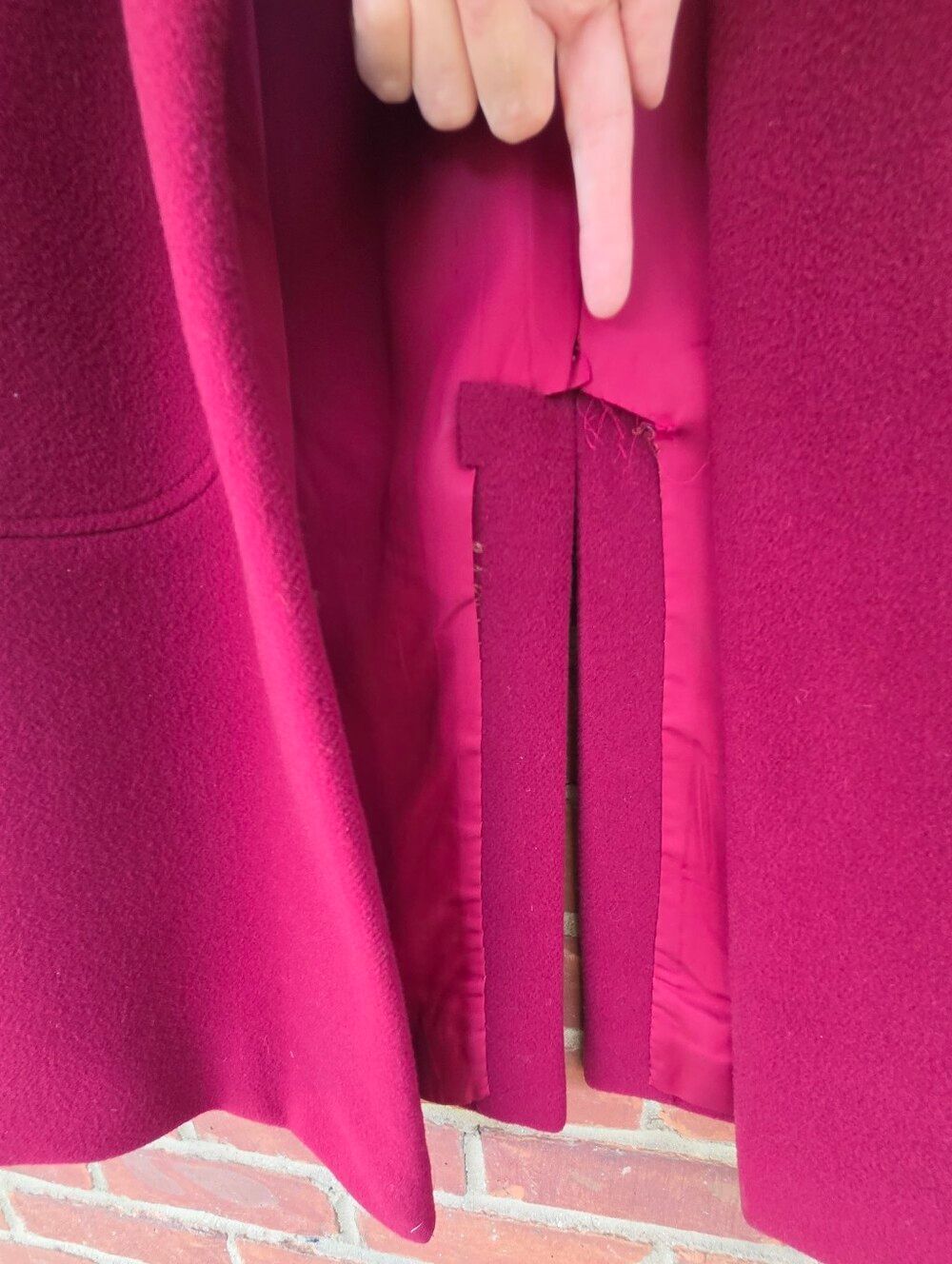 Pierre Cardin VTG Rare Saks Fifth Mod Coat Teardrop pockets Burgundy Small - Picture 13 of 13